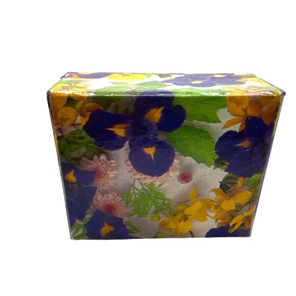 Handcrafted Floral Cardboard Box Trinkets Keepsakes Jewelry Attached Lid - Picture 5 of 8